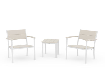 POLYWOOD® Main Street 3-Piece Lounge Chair Set in White / Sand