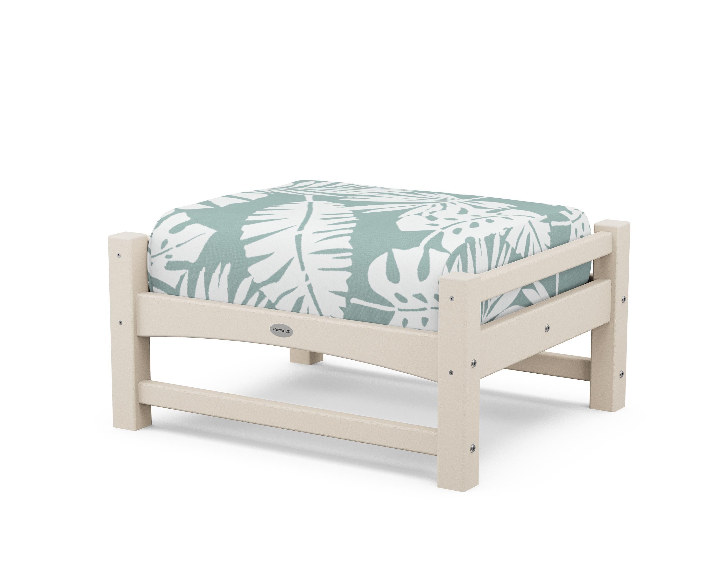 POLYWOOD® Club Ottoman in Sand / Leaf Glacier Spa