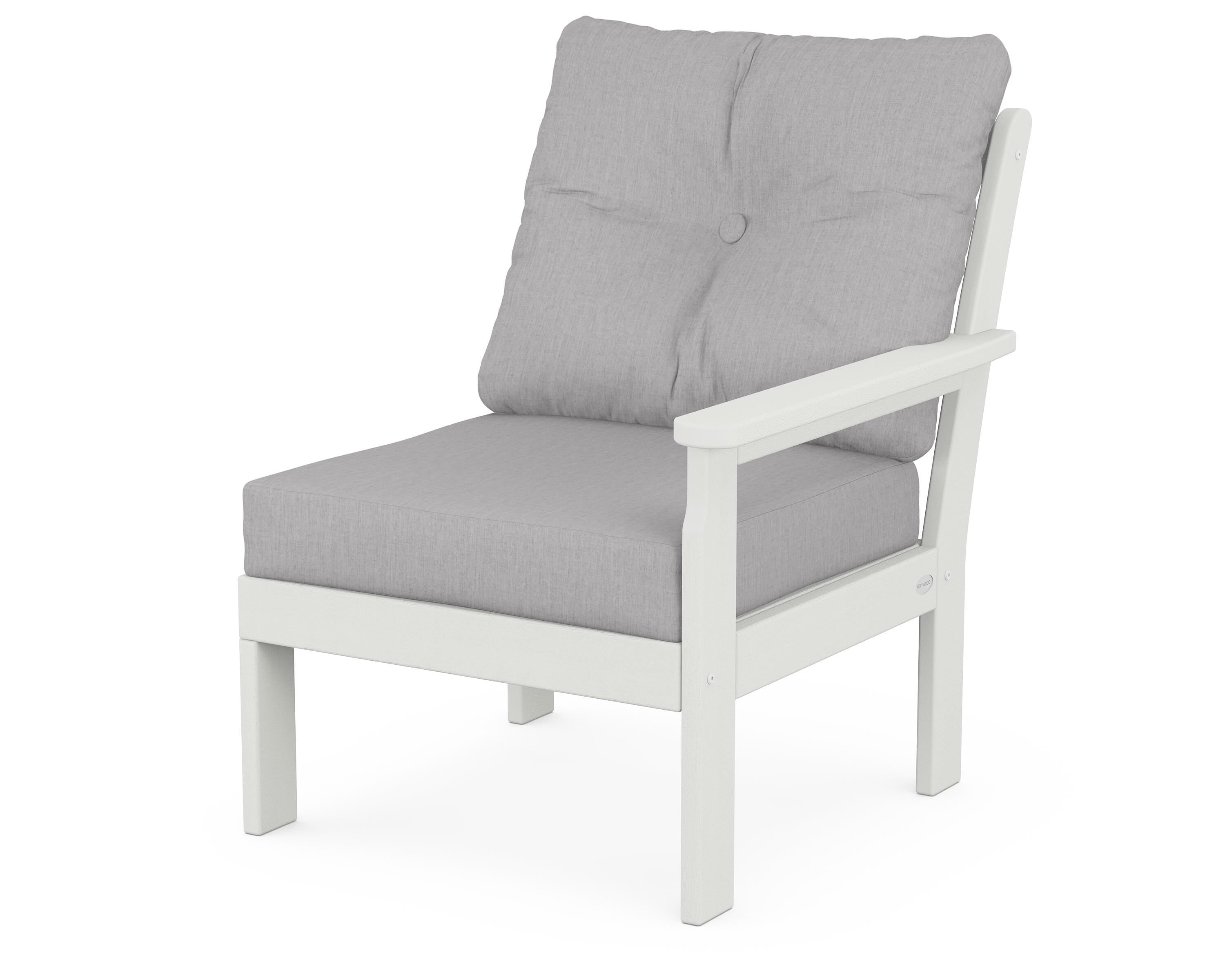 POLYWOOD® Vineyard Modular Right Arm Chair in Vintage White / Granite