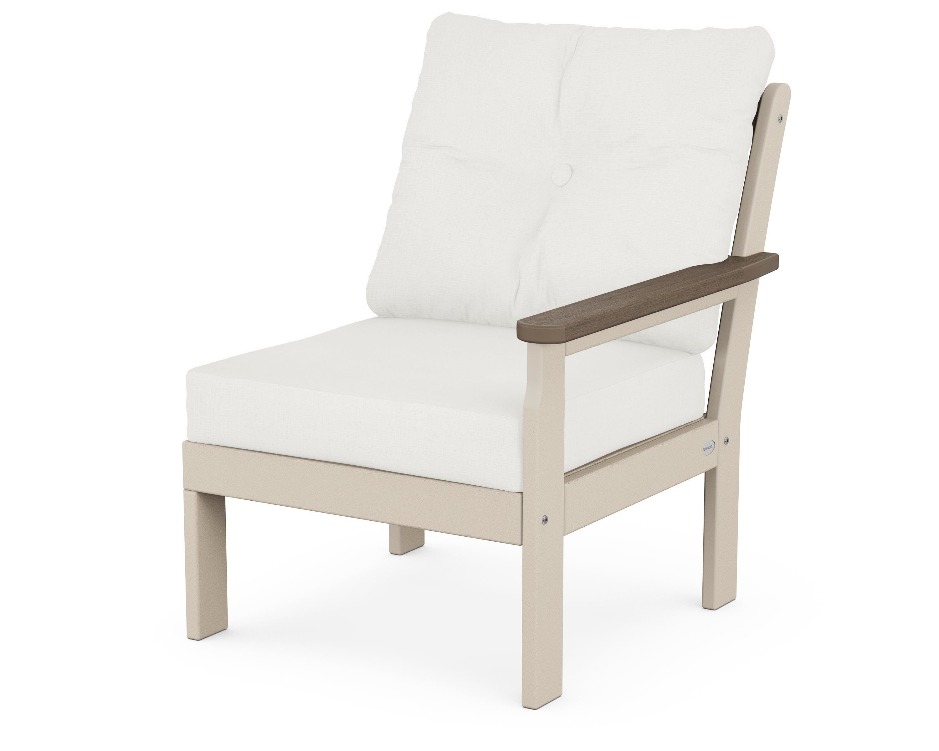 POLYWOOD® Vineyard Modular Right Arm Chair in Sand / Kona / Natural Linen
