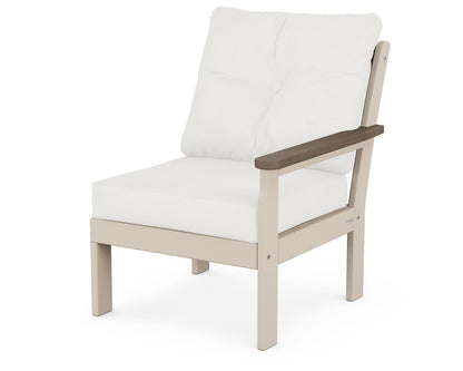 POLYWOOD® Vineyard Modular Right Arm Chair in Sand / Kona / Natural Linen