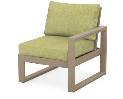 POLYWOOD® EDGE Modular Right Arm Chair in Vintage Sahara / Chartreuse Boucle