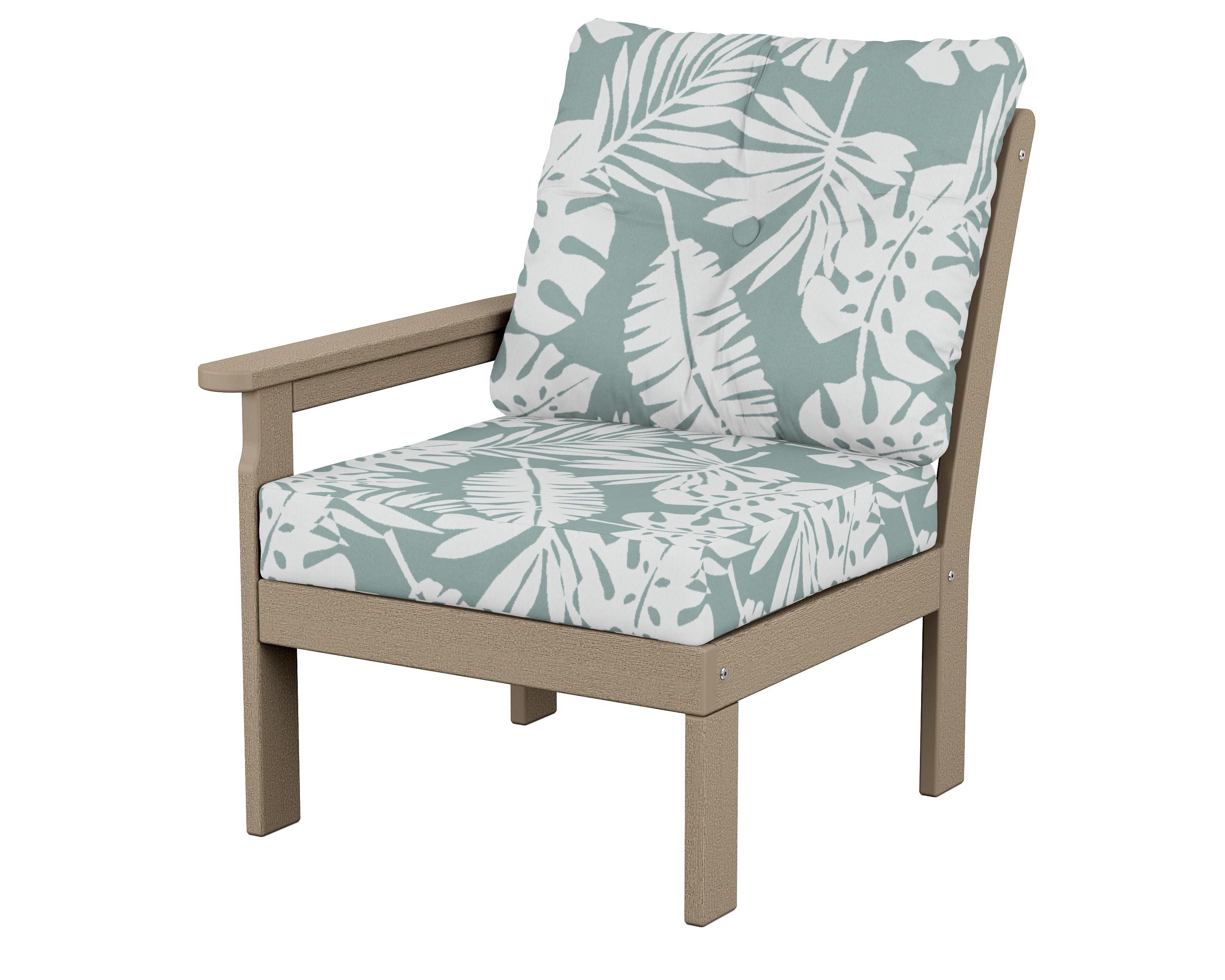POLYWOOD® Vineyard Modular Left Arm Chair in Vintage Sahara / Leaf Glacier Spa