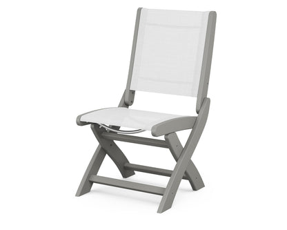 POLYWOOD® Coastal Folding Side Chair in Slate Grey / White Sling