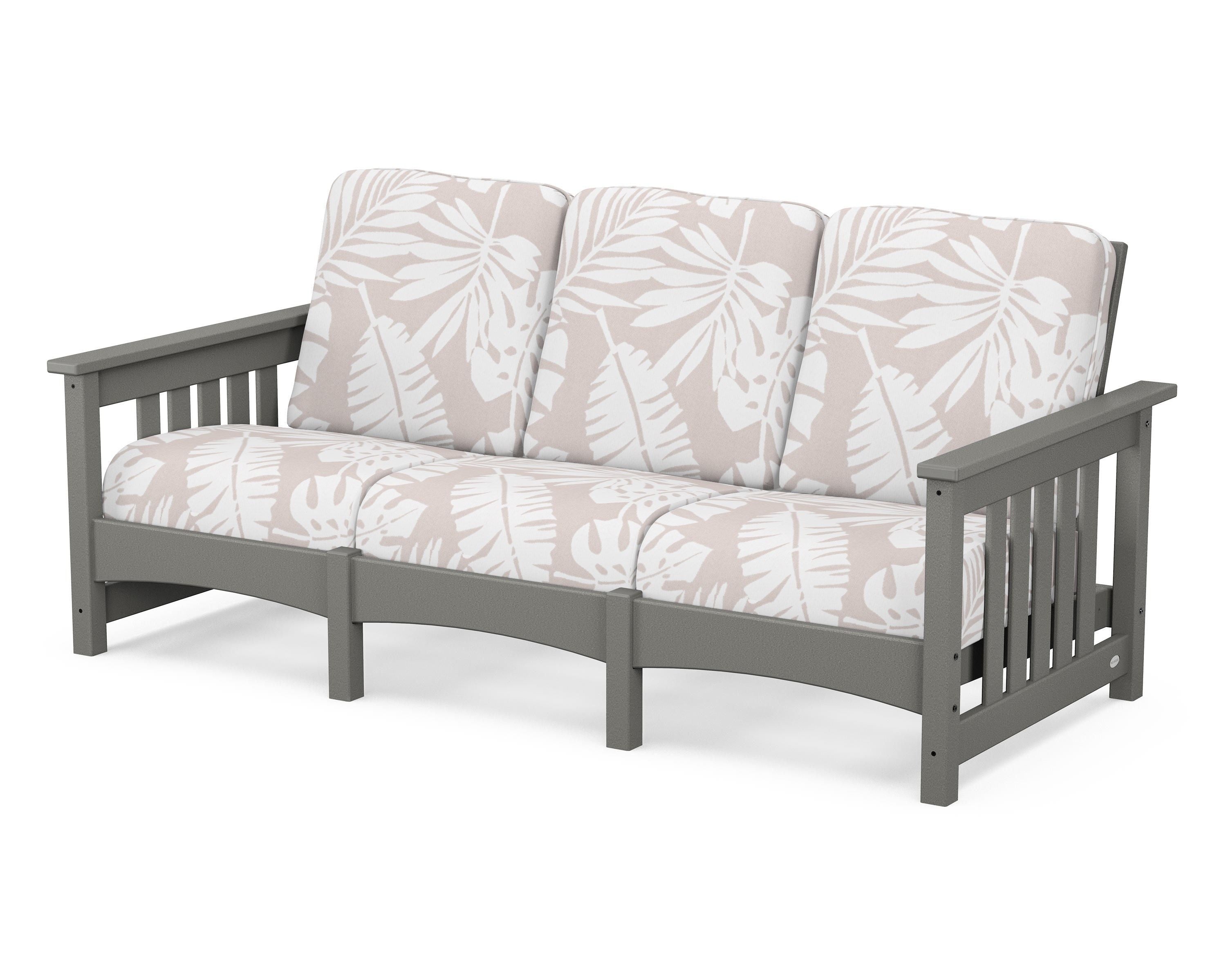 POLYWOOD® Club Mission Sofa in Slate Grey / Leaf Dune Burlap