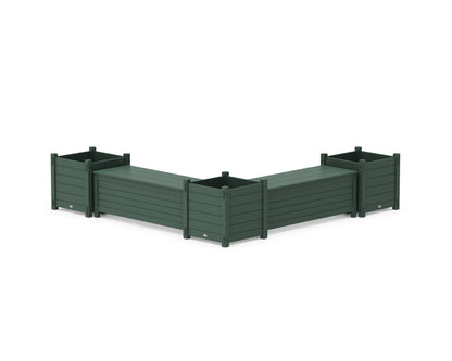 POLYWOOD® 48" Nautical L- Shaped Planter Storage Bench Corner Set- Large in Green