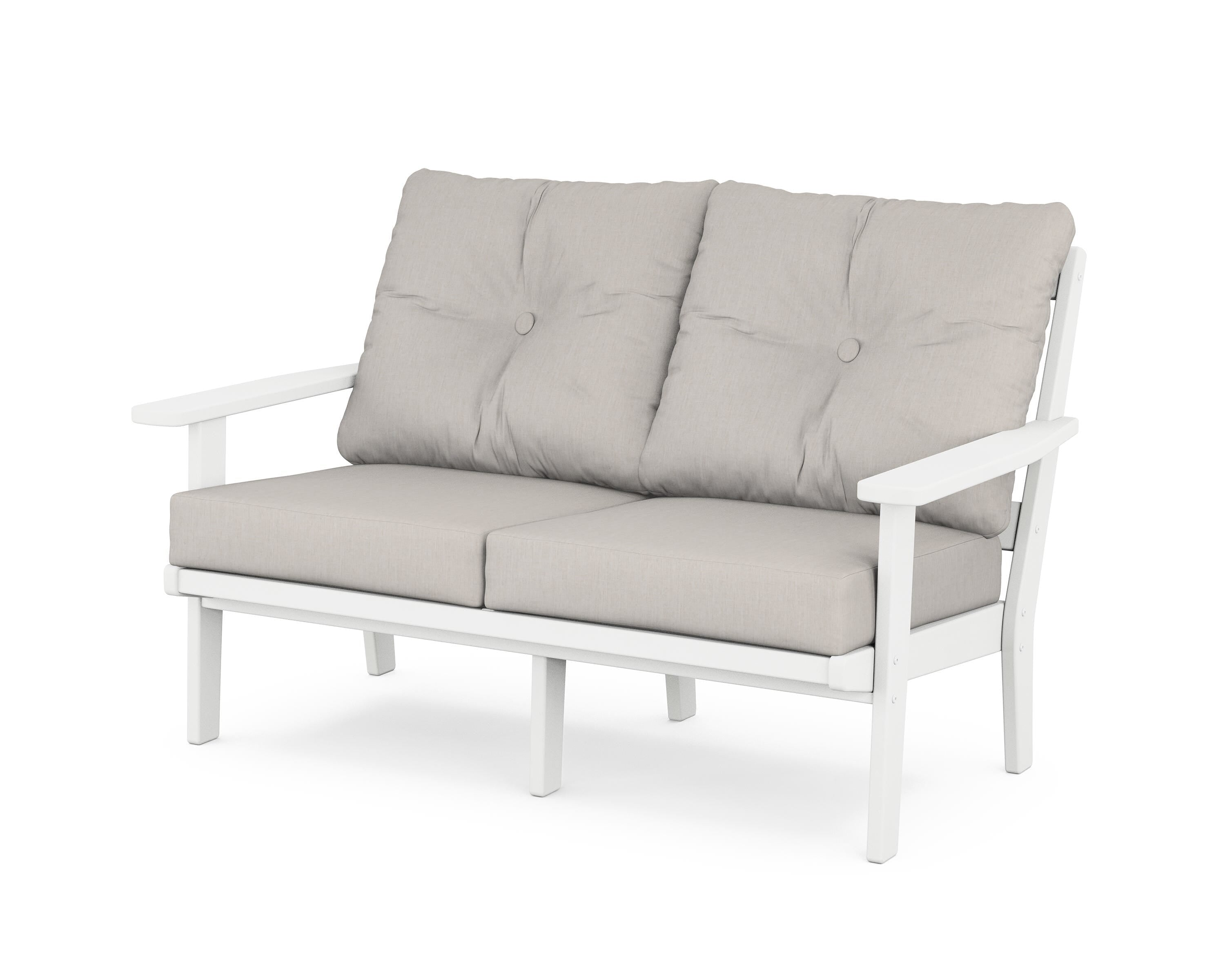 POLYWOOD® Oxford Deep Seating Loveseat in White / Cast Ash
