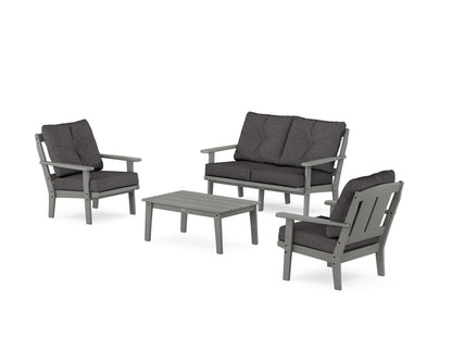 POLYWOOD® Mission 4-Piece Deep Seating Set with Loveseat in Slate Grey / Ash Charcoal