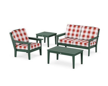 Country Living Wovendale 4-Piece Deep Seating Set in Green / Buffalo Plaid Crimson