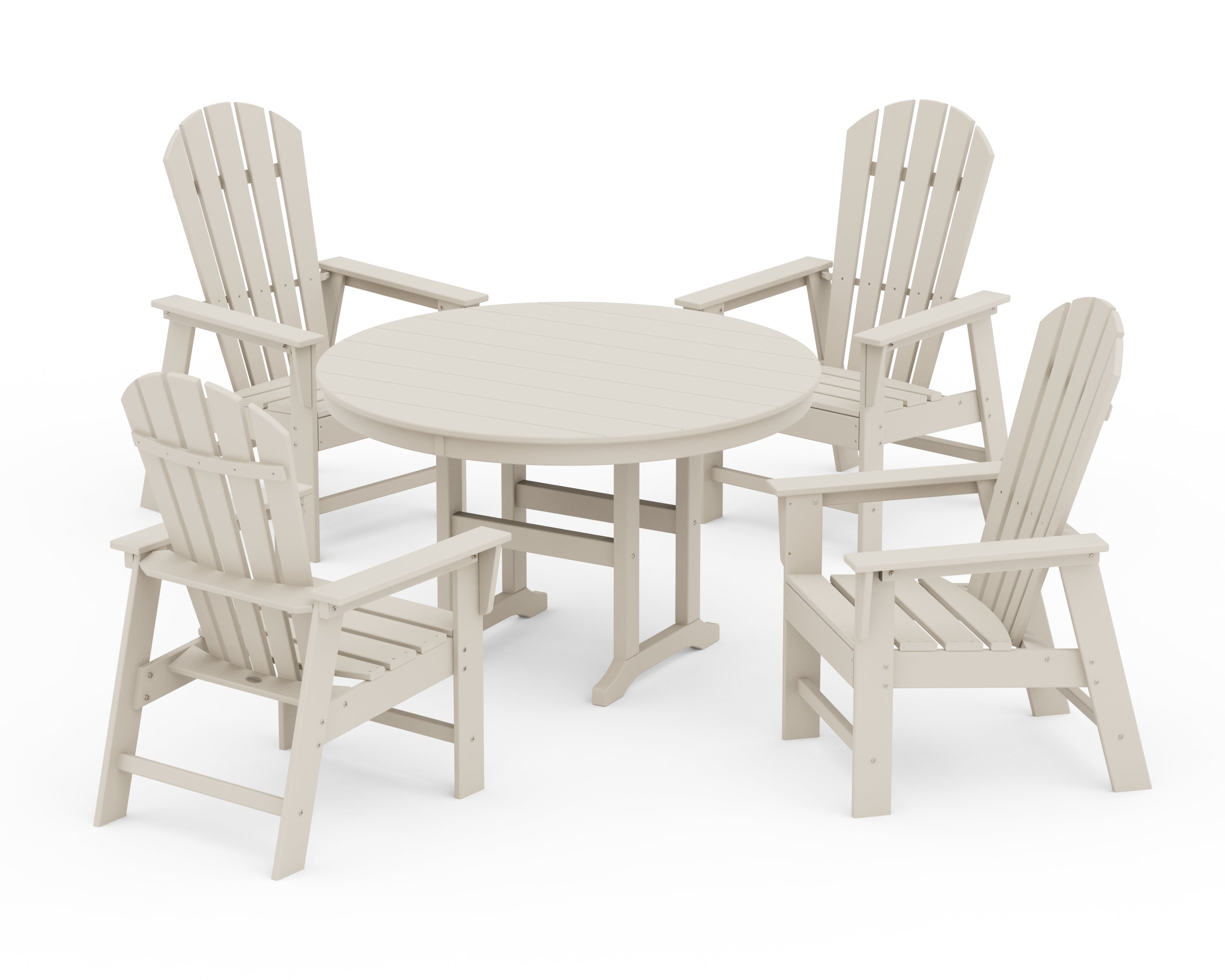 POLYWOOD® South Beach 5-Piece Round Farmhouse Dining Set in Sand