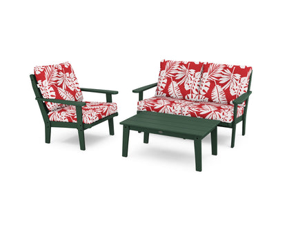 POLYWOOD® Lakeside 3-Piece Deep Seating Set in Green / Leaf Crimson