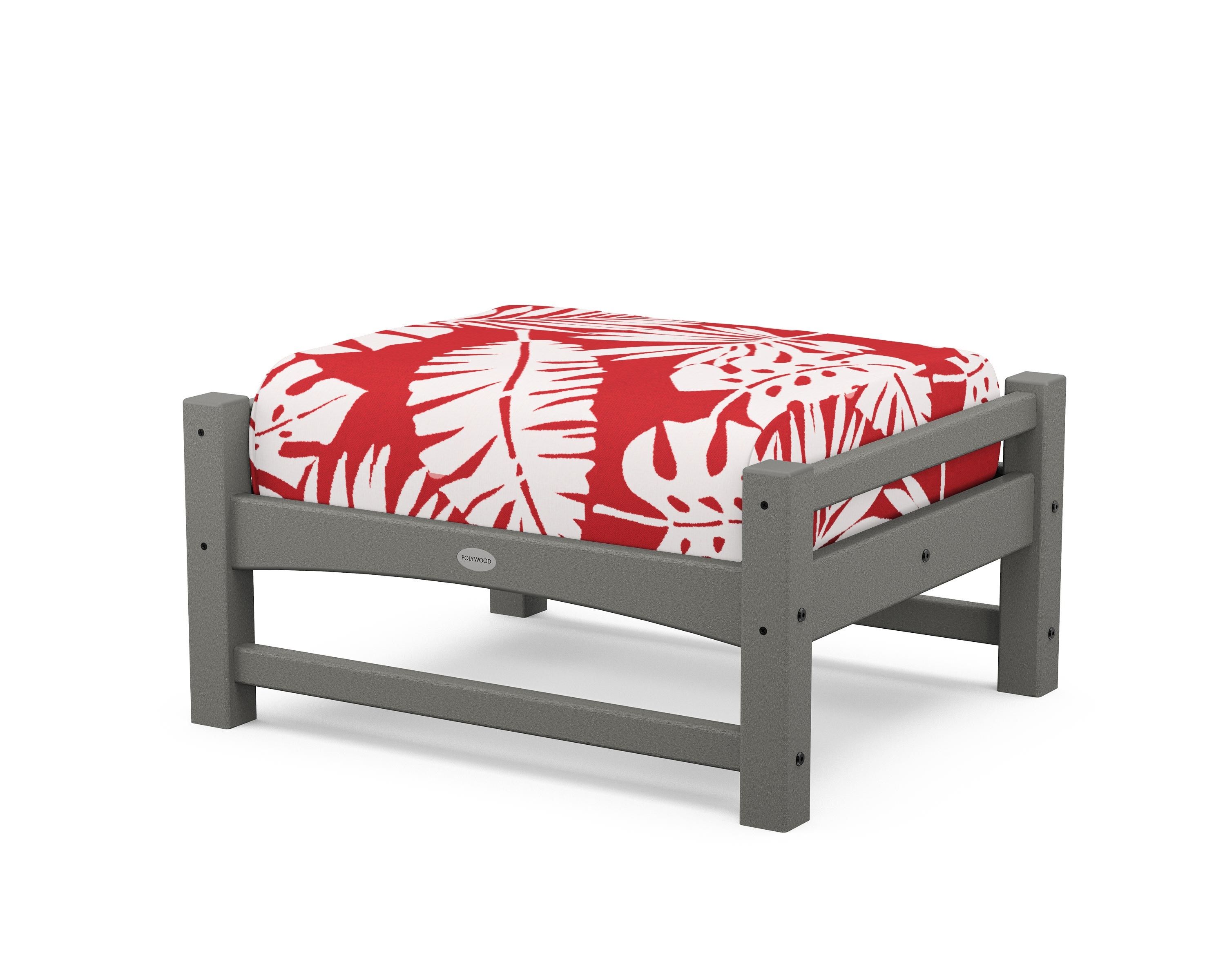 POLYWOOD® Club Ottoman in Slate Grey / Leaf Crimson
