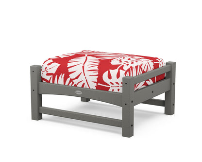 POLYWOOD® Club Ottoman in Slate Grey / Leaf Crimson