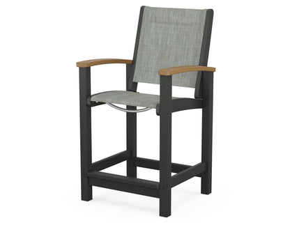 POLYWOOD® Coastal Counter Chair in Black / Natural / Birch Sling