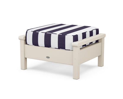 POLYWOOD® Harbour Deep Seating Ottoman in Sand / Cabana Stripe Navy