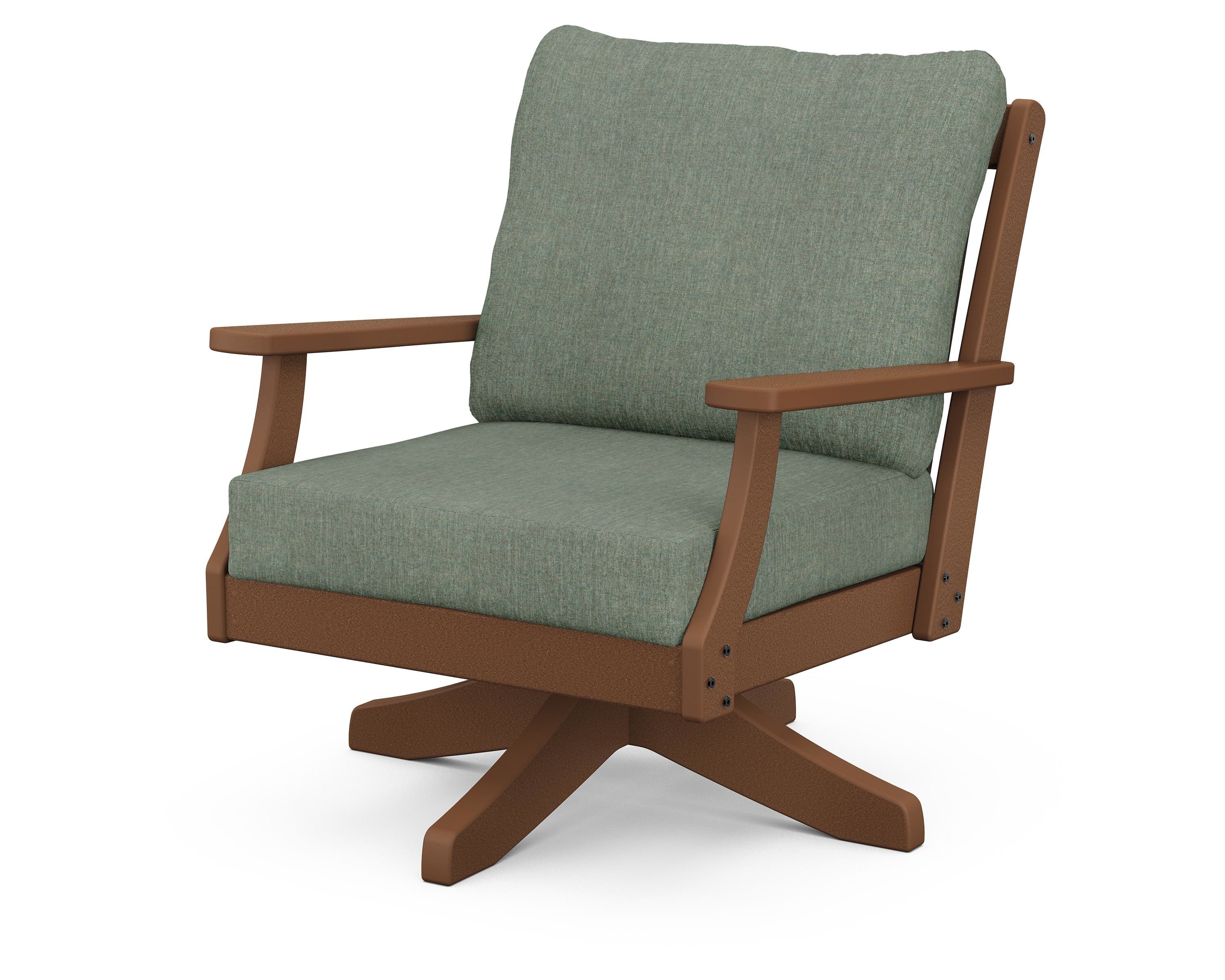 POLYWOOD® Braxton Deep Seating Swivel Chair in Teak / Cast Sage