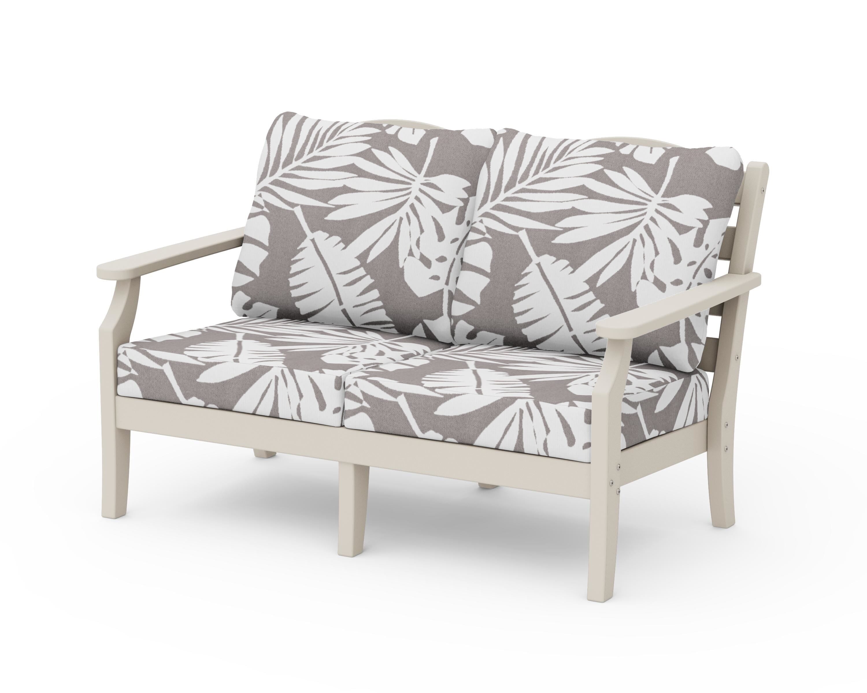 Draper James™ by  POLYWOOD® Savannah Deep Seating Loveseat in Sand / Leaf Grey Mist