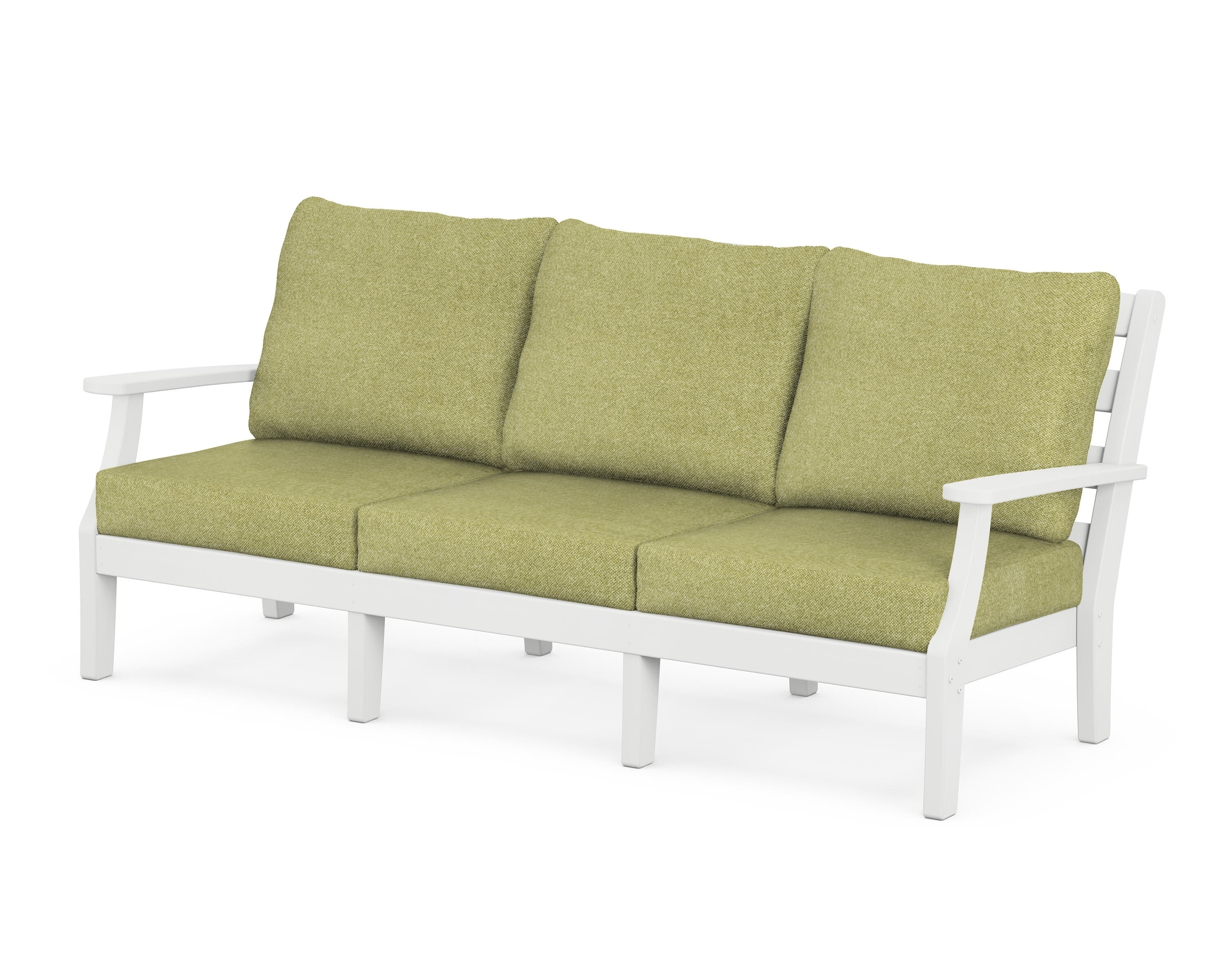 POLYWOOD® Chesapeake Deep Seating Sofa in White / Chartreuse Boucle