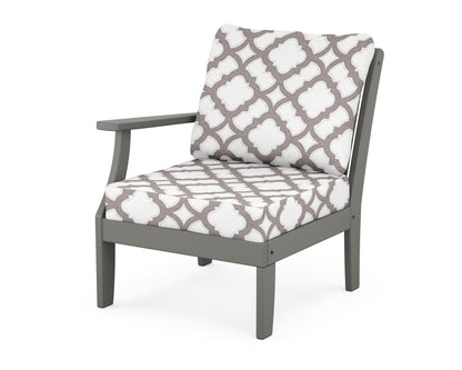 POLYWOOD® Braxton Modular Left Arm Chair in Slate Grey / Trellis Grey Mist