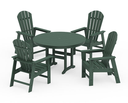 POLYWOOD® South Beach 5-Piece Round Farmhouse Dining Set in Green