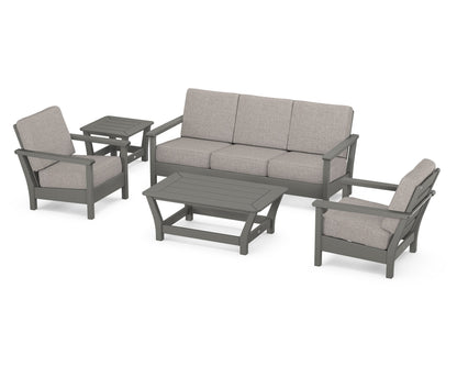 POLYWOOD® Harbour 5-Piece Deep Seating Set in Slate Grey / Weathered Tweed
