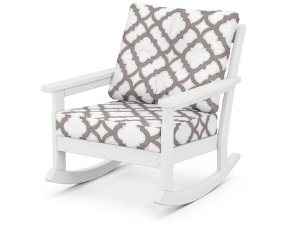 POLYWOOD® Vineyard Deep Seating Rocking Chair in White / Trellis Grey Mist
