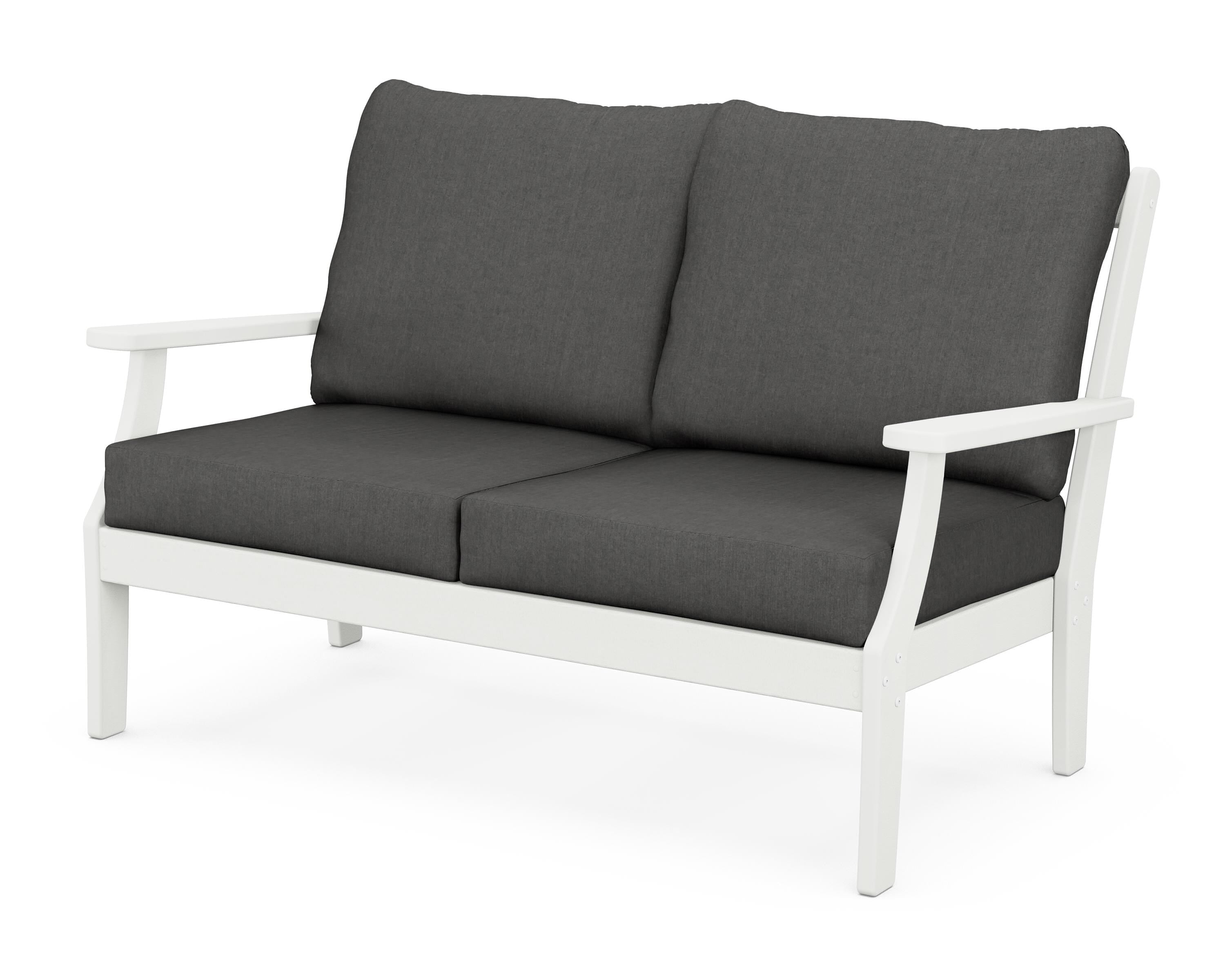 POLYWOOD® Braxton Deep Seating Loveseat in Vintage White / Spectrum Carbon