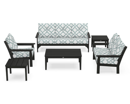 POLYWOOD® Vineyard 6-Piece Deep Seating Set in Green / Trellis Glacier Spa