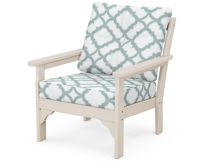 POLYWOOD® Vineyard Deep Seating Chair in Sand / Trellis Glacier Spa