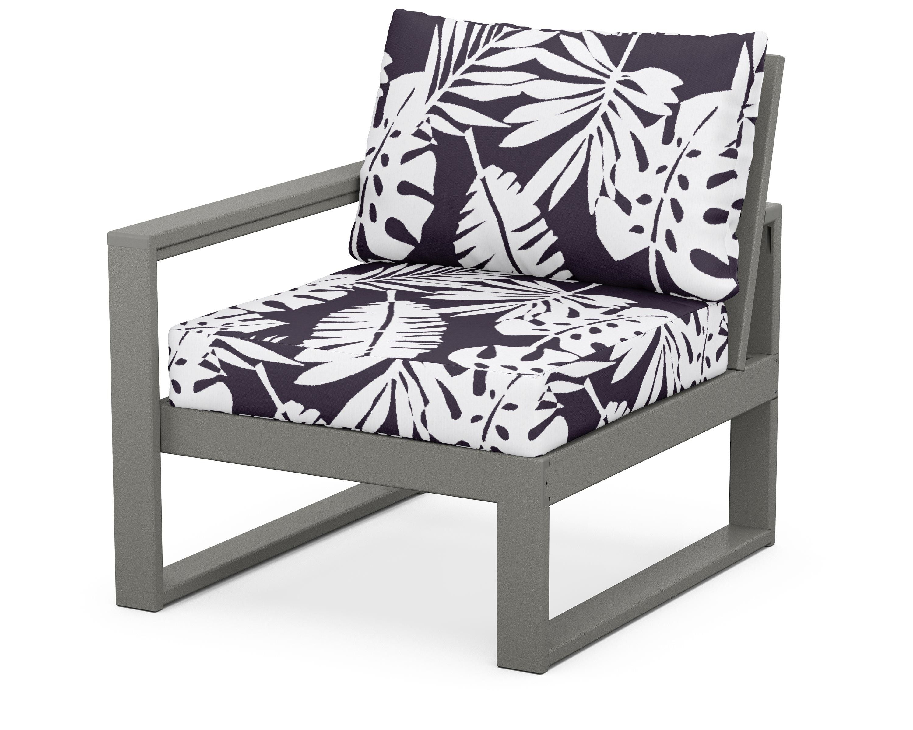 POLYWOOD® EDGE Modular Left Arm Chair in Slate Grey / Leaf Navy