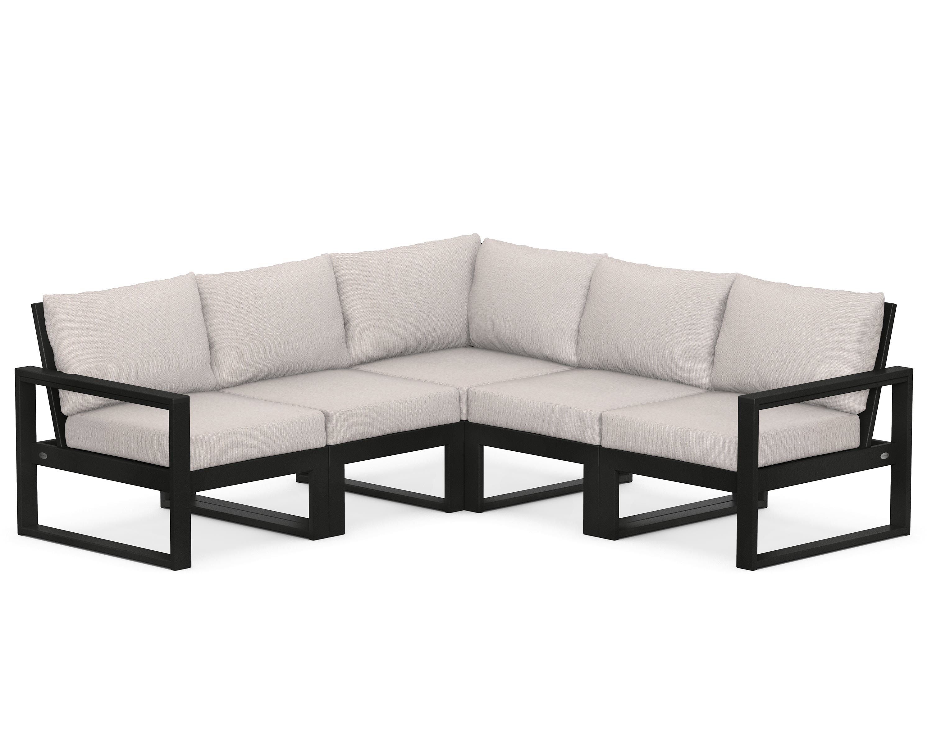POLYWOOD® EDGE 5-Piece Modular Deep Seating Set in Black / Dune Burlap