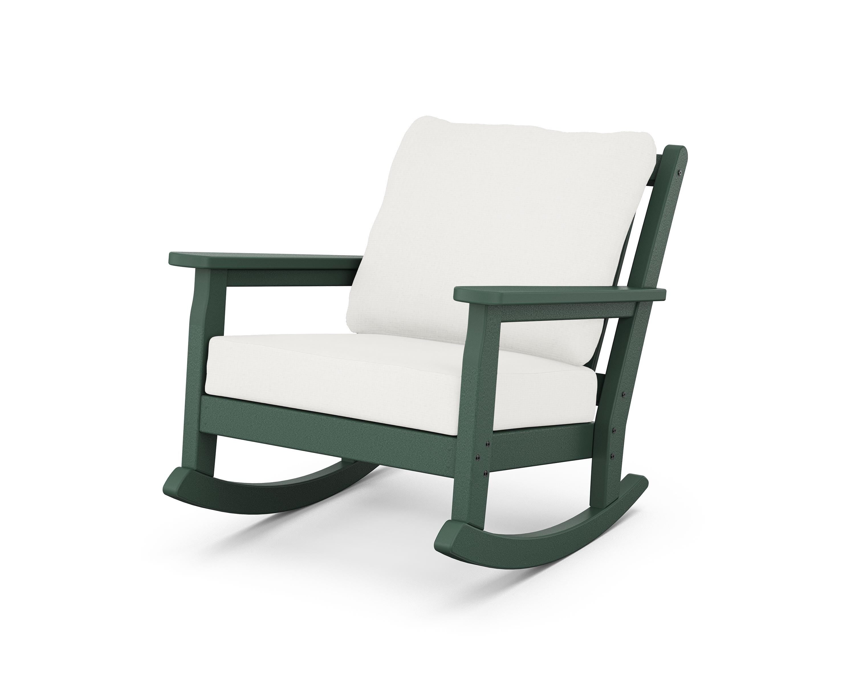 POLYWOOD® Chippendale Deep Seating Rocking Chair in Green / Natural Linen