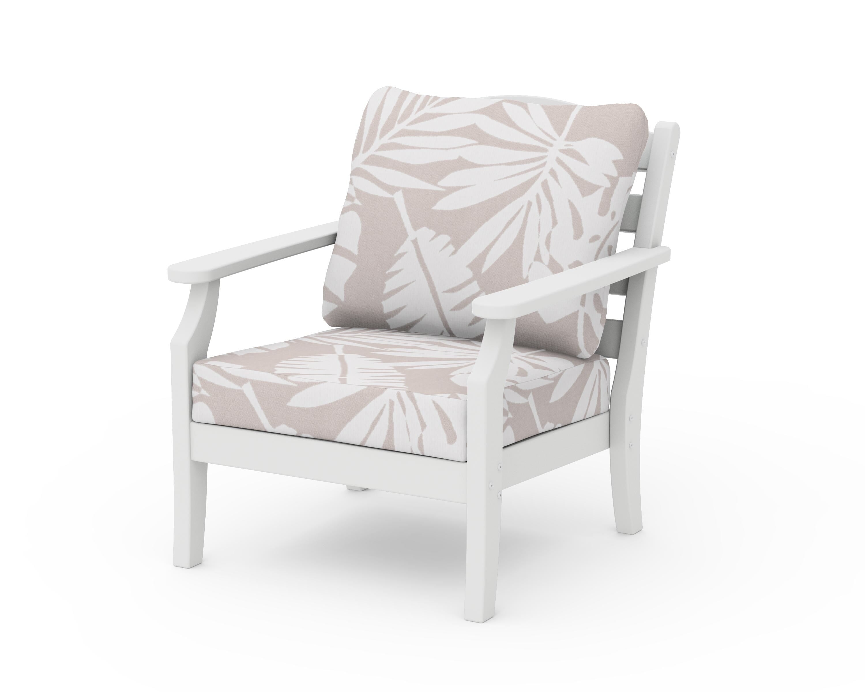 Draper James™ by  POLYWOOD® Savannah Deep Seating Chair in White / Leaf Dune Burlap