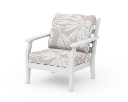 Draper James™ by  POLYWOOD® Savannah Deep Seating Chair in White / Leaf Dune Burlap
