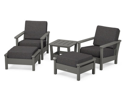 POLYWOOD® Harbour 5-Piece Deep Seating Chair Set in Slate Grey / Ash Charcoal