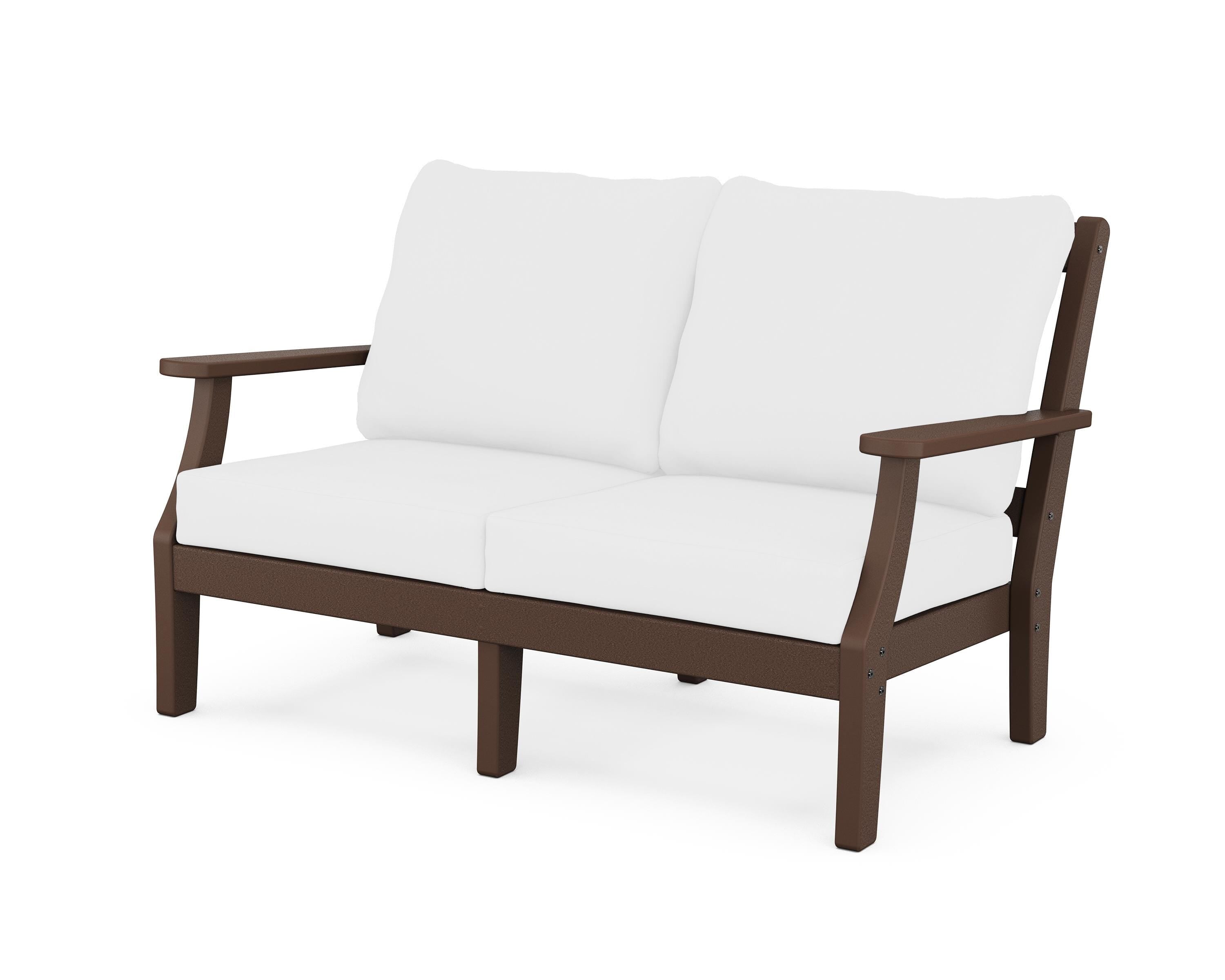 Martha Stewart by POLYWOOD® Chinoiserie Deep Seating Loveseat in Mahogany / Natural