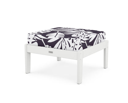 Country Living Cottage Deep Seating Ottoman in White / Leaf Navy
