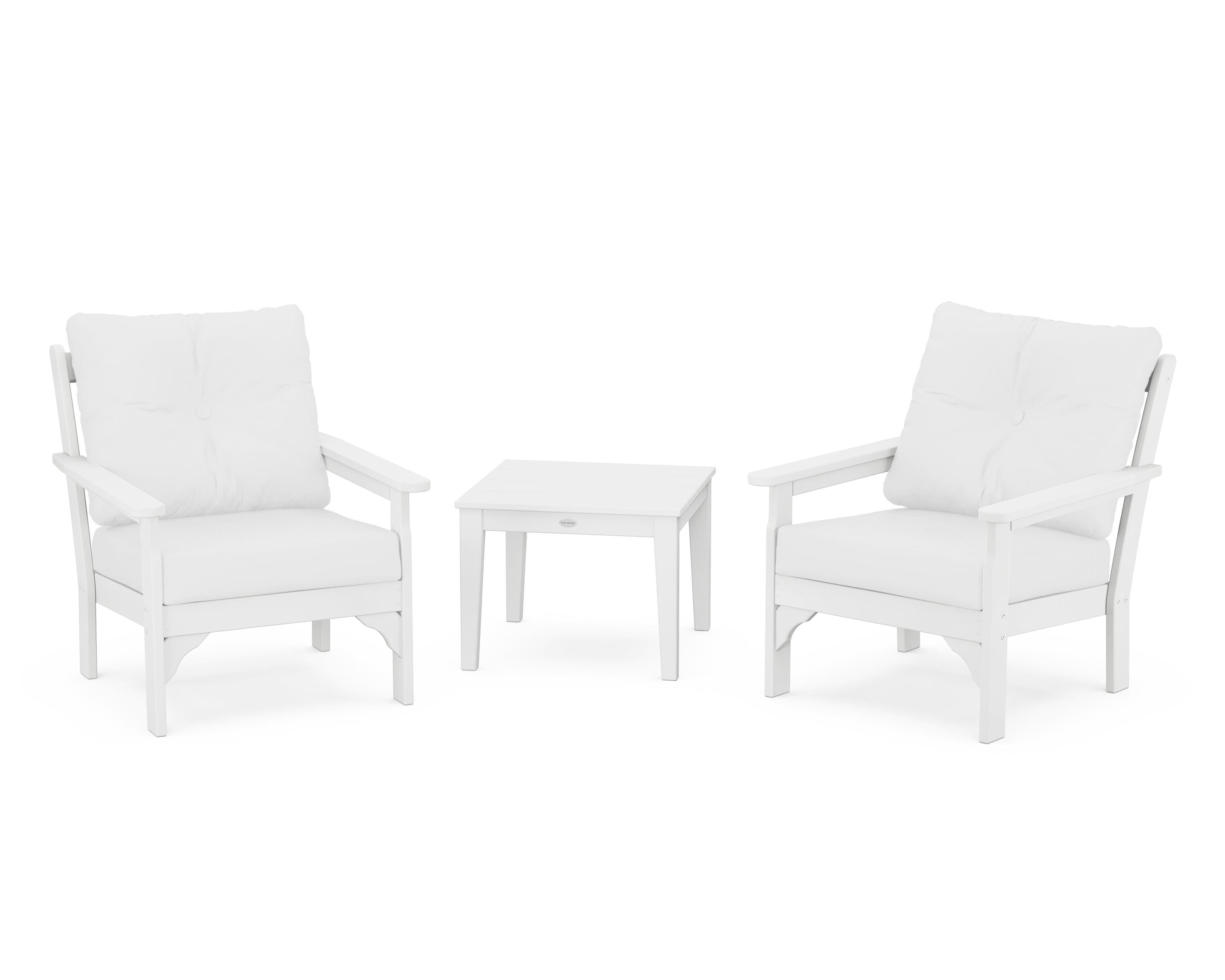 POLYWOOD® Vineyard 3-Piece Deep Seating Set in White / Natural