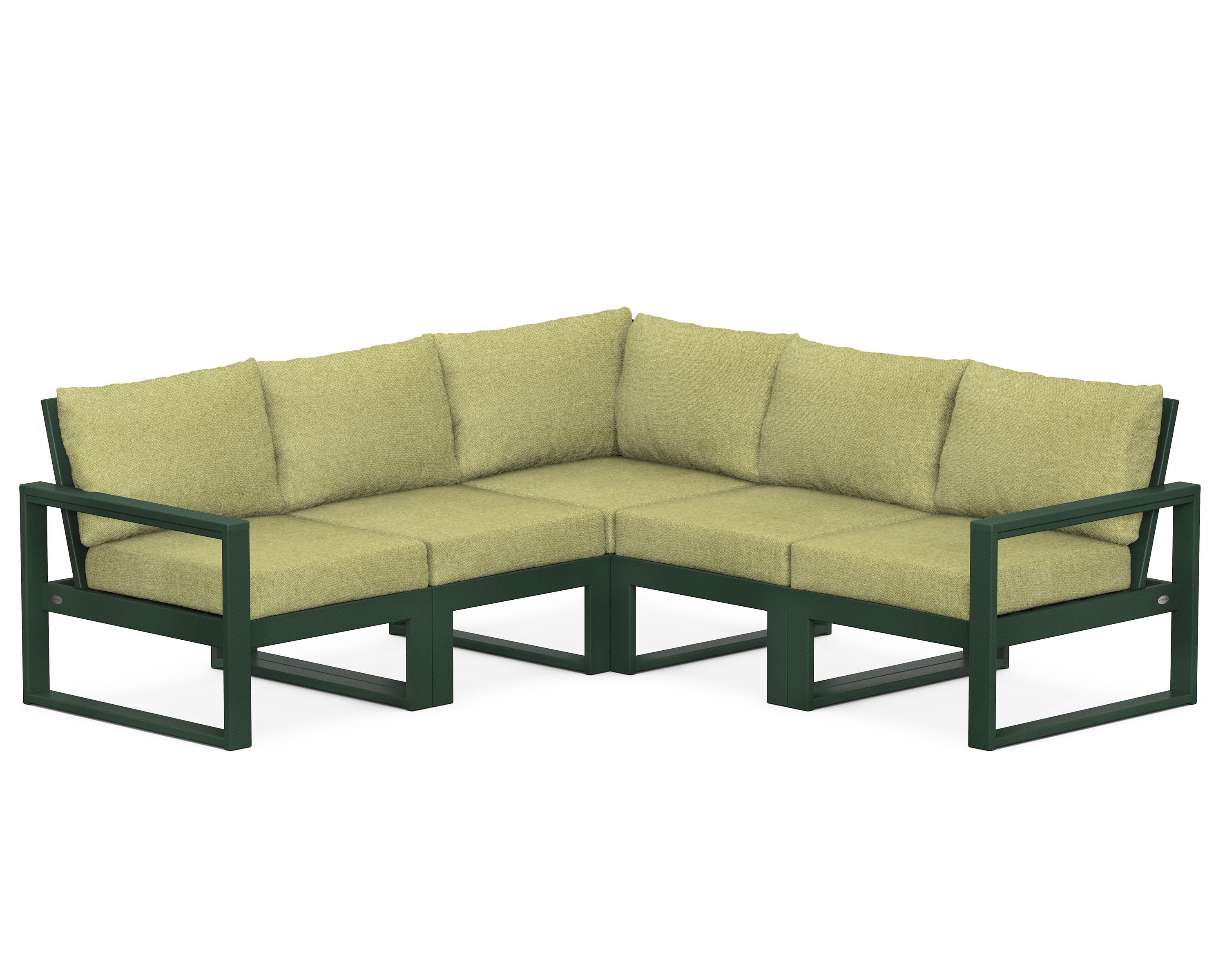 POLYWOOD® EDGE 5-Piece Modular Deep Seating Set in Green / Chartreuse Boucle