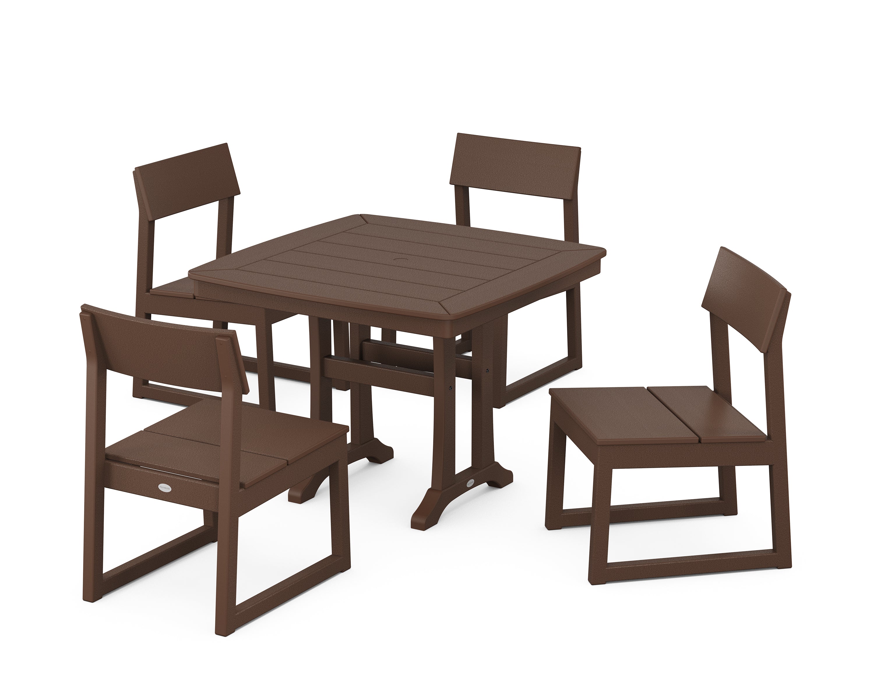 POLYWOOD® EDGE Side Chair 5-Piece Dining Set with Trestle Legs in Mahogany