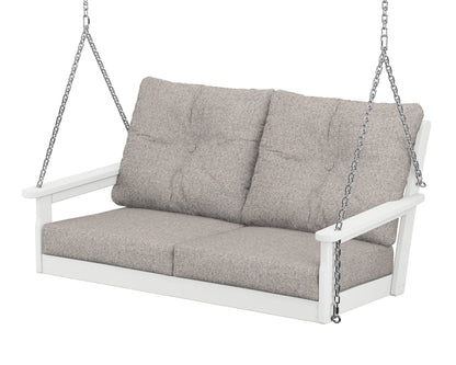 POLYWOOD® Vineyard Deep Seating Swing in White / Weathered Tweed