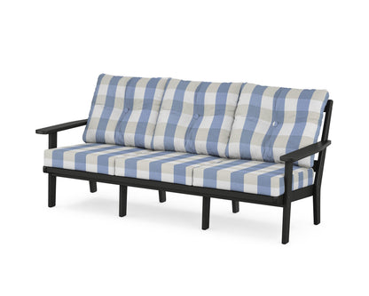 POLYWOOD® Prairie Deep Seating Sofa in Black / Buffalo Plaid Sky Blue