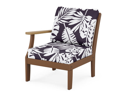 POLYWOOD® Braxton Modular Left Arm Chair in Teak / Natural / Leaf Navy