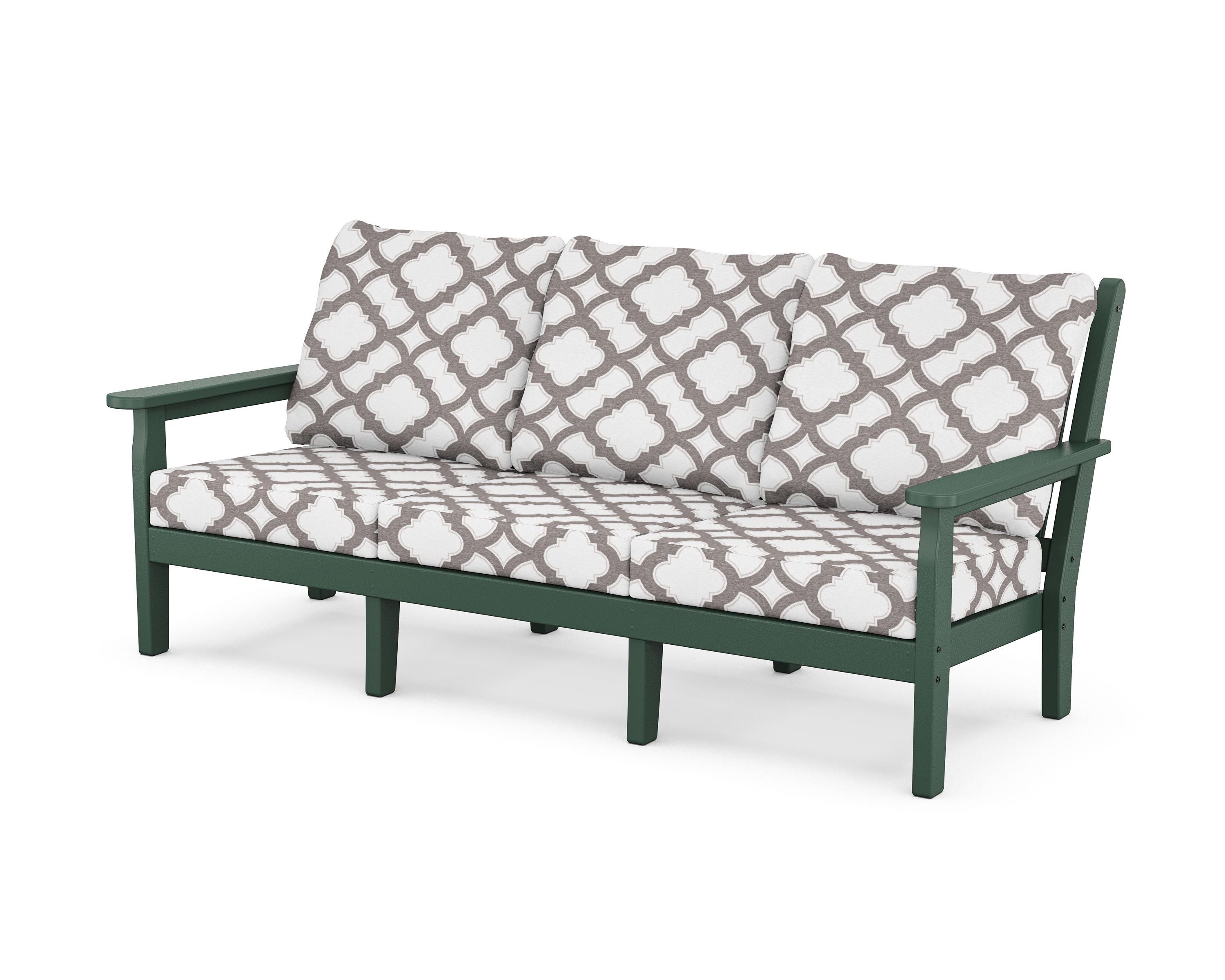 POLYWOOD® Chippendale Deep Seating Sofa in Green / Trellis Grey Mist