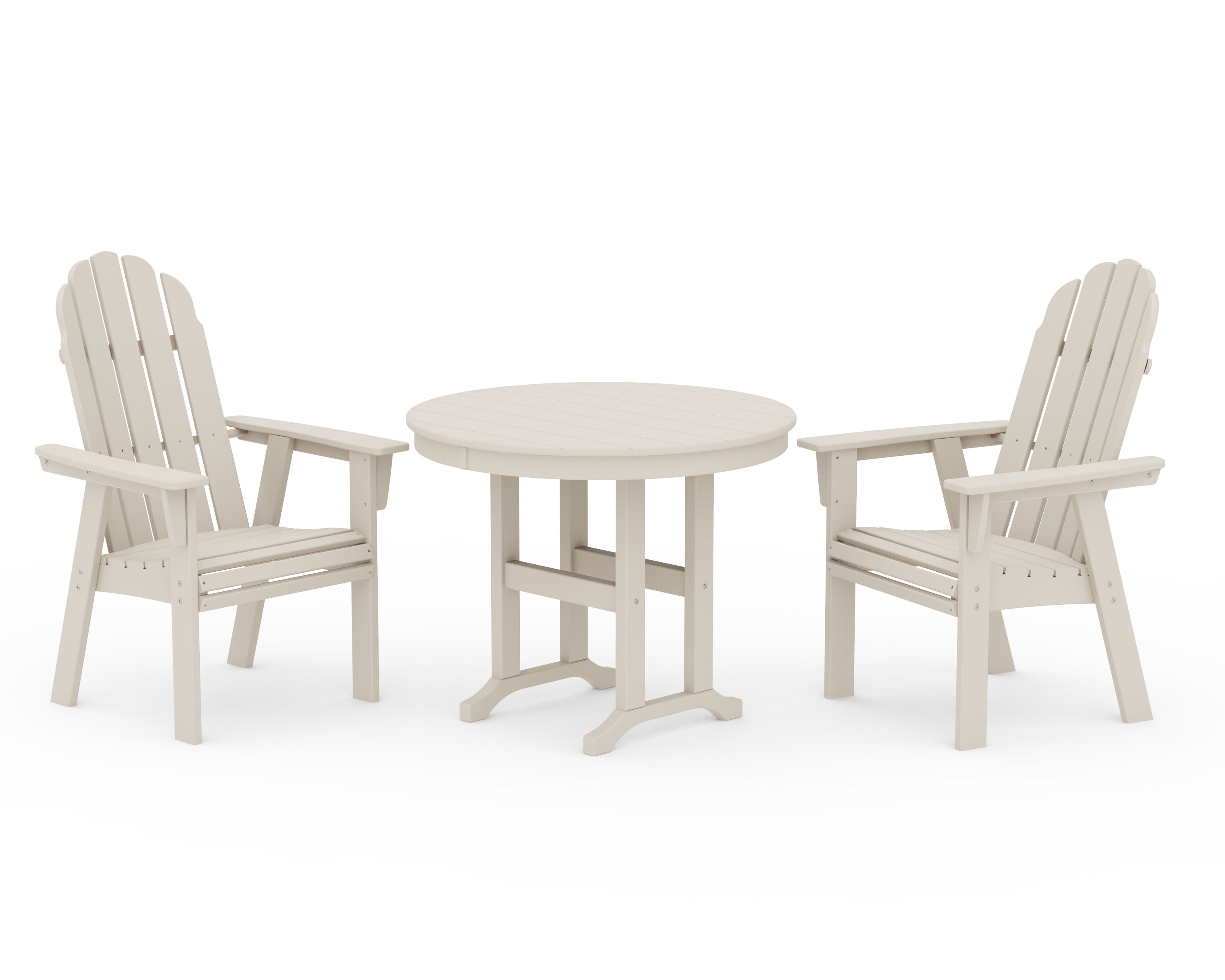 POLYWOOD® Vineyard Adirondack 3-Piece Round Dining Set in Sand