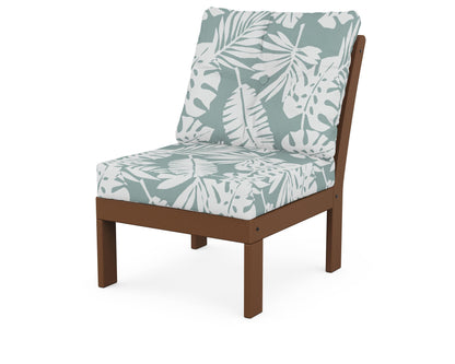 POLYWOOD® Vineyard Modular Armless Chair in Teak / Leaf Glacier Spa