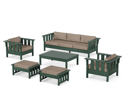 Martha Stewart by POLYWOOD® Acadia 6-Piece Lounge Sofa Set in Green / Spiced Burlap