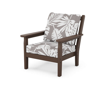 POLYWOOD® Chippendale Deep Seating Chair in Mahogany / Leaf Grey Mist