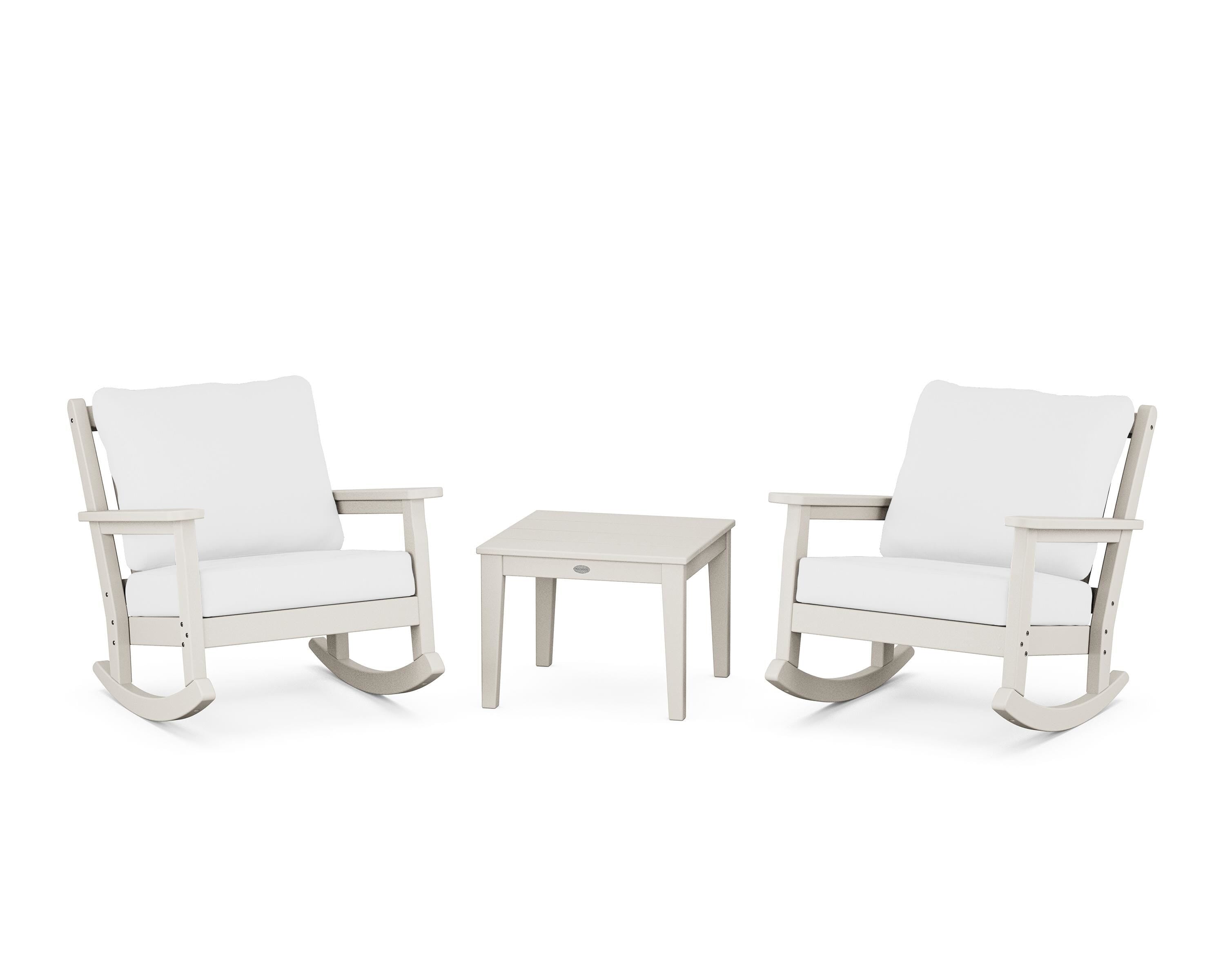 POLYWOOD® Chippendale 3-Piece Deep Seating Rocker Set in Sand / Natural