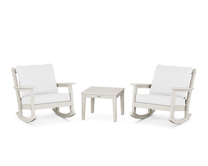 POLYWOOD® Chippendale 3-Piece Deep Seating Rocker Set in Sand / Natural